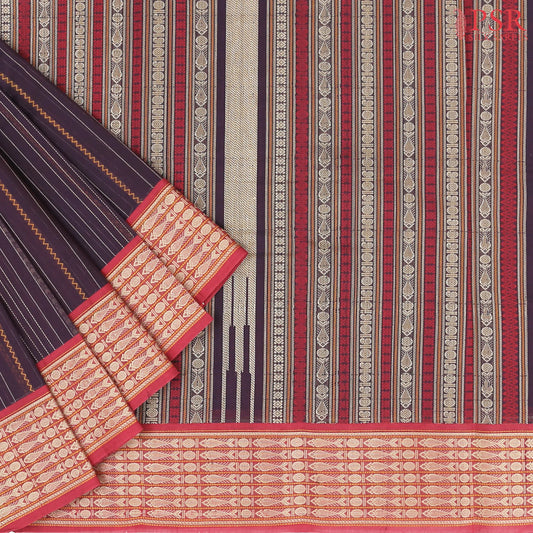 Dark Aubergine Purple Kalakshetra Kovai Cotton Saree