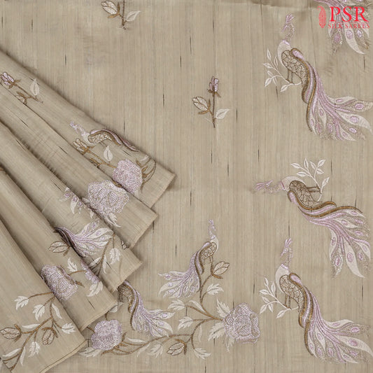 Beige Kosa Embroidery Saree