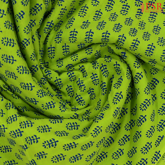 Pear Green Cotton Print Running Material