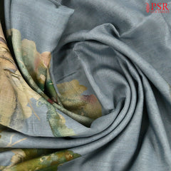 Light Slate Blue Kadhi Tussar Silk Saree