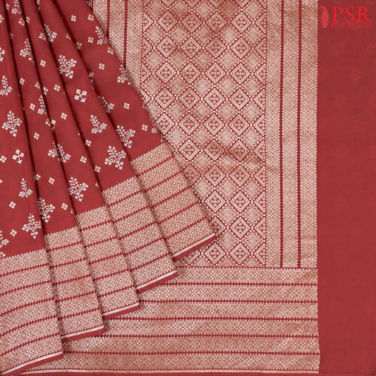 Antique Red Semi Banaras Saree