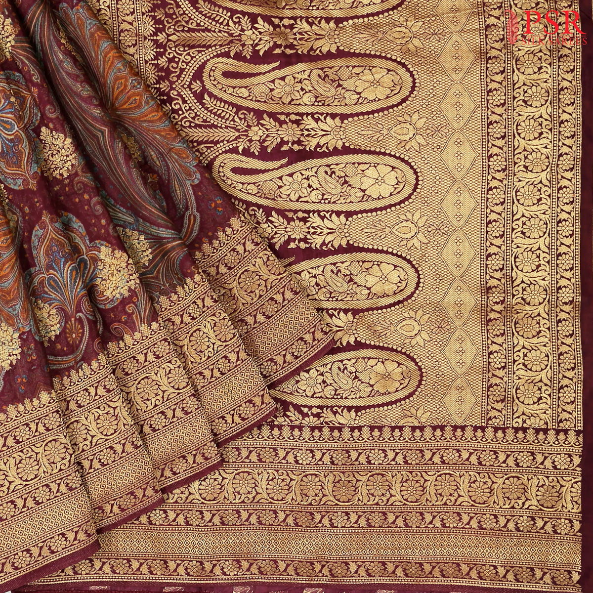 Burgundy Semi Georgette Saree