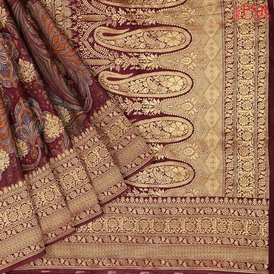 Burgundy Semi Georgette Saree