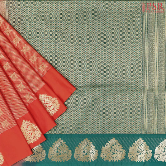Fiery Red Soft Art Silk Saree