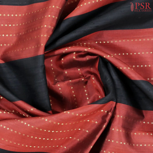 Dark Copper Red & Black Soft Silk Saree