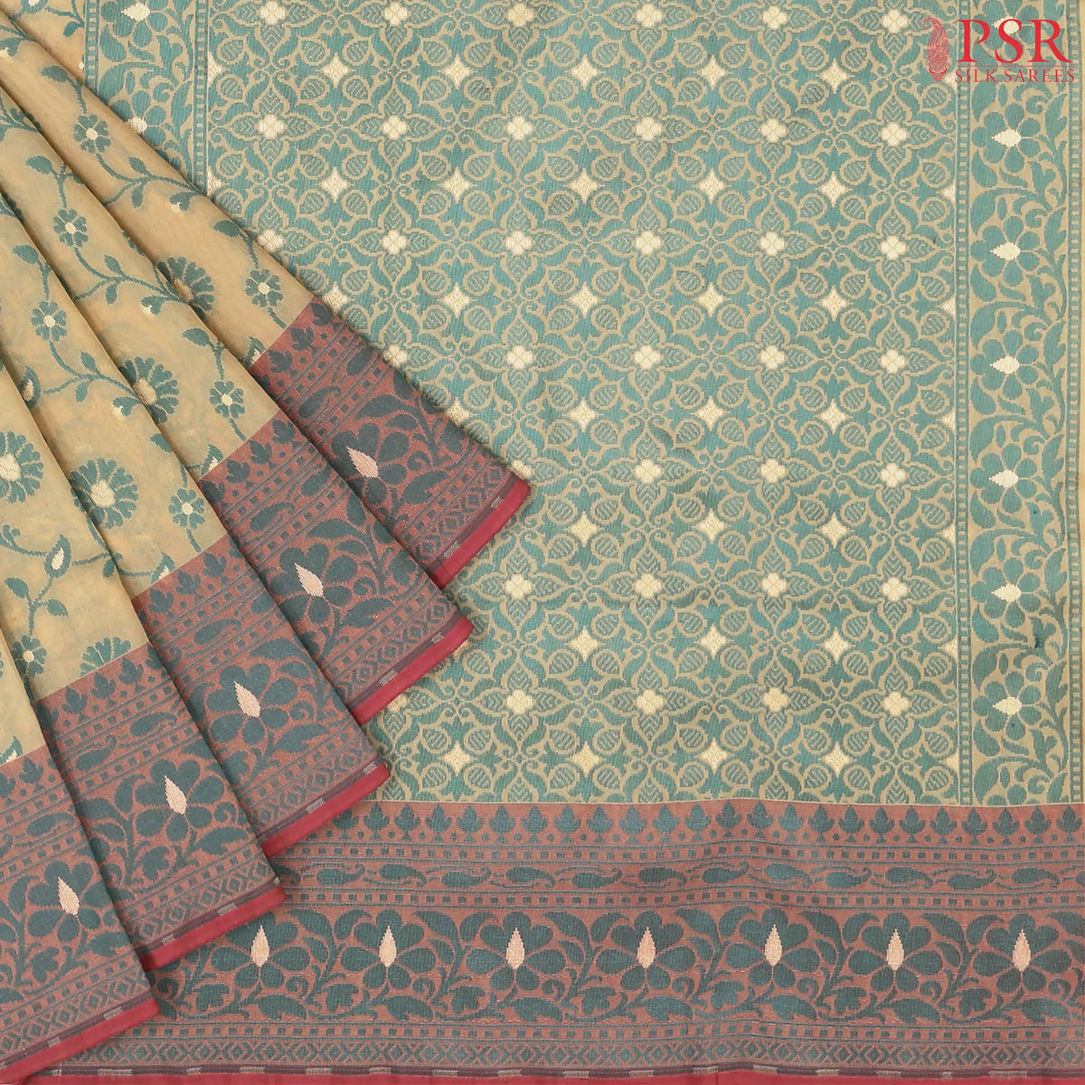 Tussar Beige Summer Silk Saree