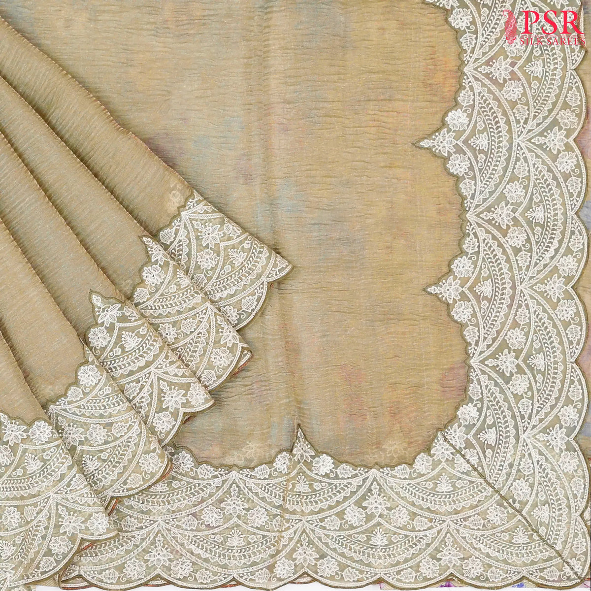 Mellow Yellow Crushed Tissue Silk Saree