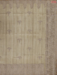 Chikoo Beige Kosa Embroidery Saree