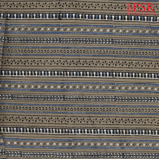 Dark Khaki Ajrakh Print Running Material
