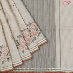Pastel Beige Semi Dupion Saree