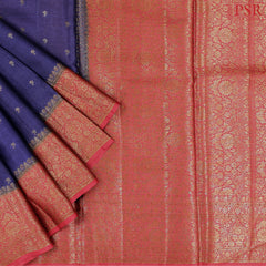 Navy Blue Banaras Tussar Silk Saree
