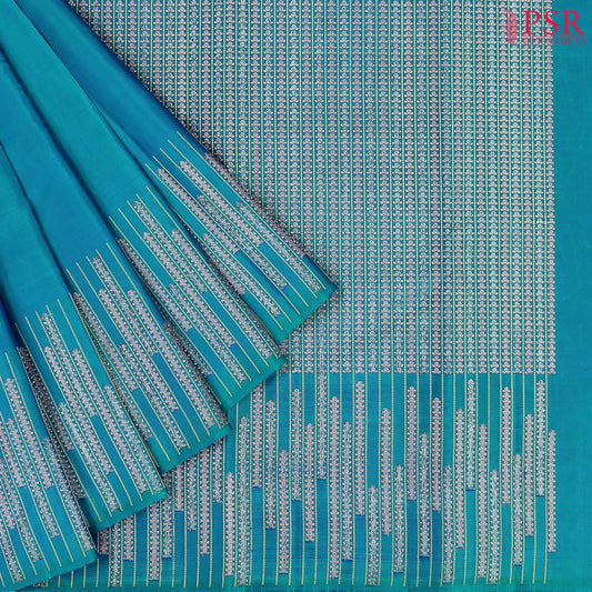 Peacock Blue Kanchipuram Silk Saree