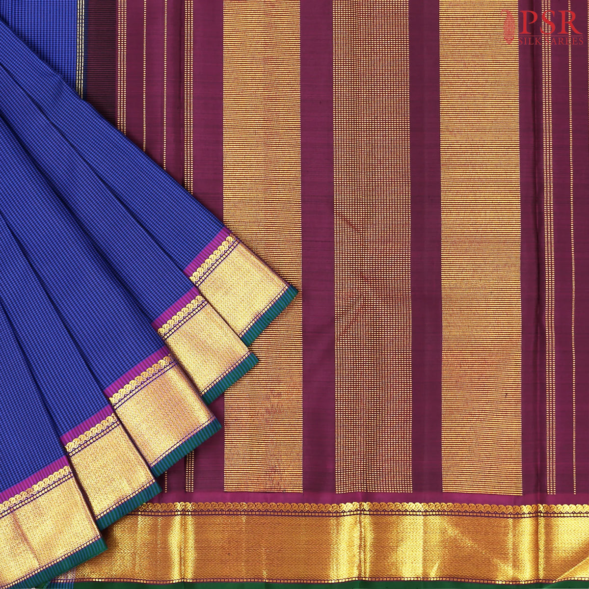 Dark Blue & Black Kanchipuram Silk Saree