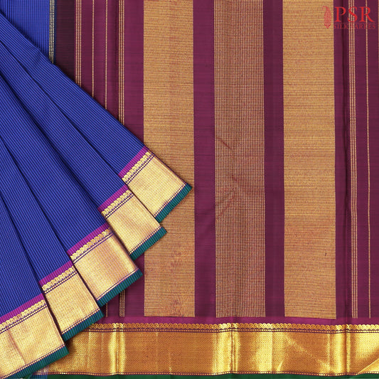 Dark Blue & Black Kanchipuram Silk Saree
