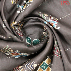 Dark Fossil Grey Semi Tussar Saree
