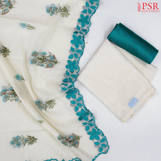 Off White Silk Cotton Dress Material