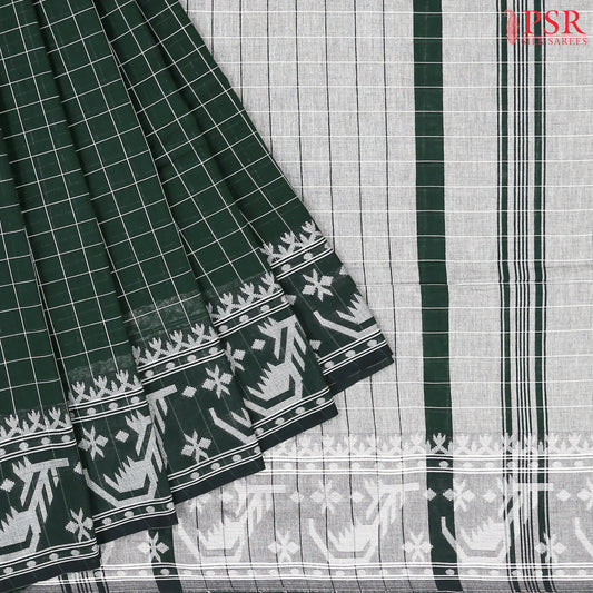 Dark Green Byloom Cotton Saree