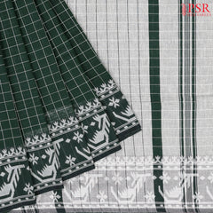 Dark Green Byloom Cotton Saree