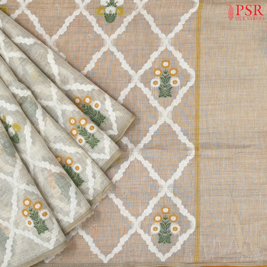 Beige Ghicha Cotton Saree