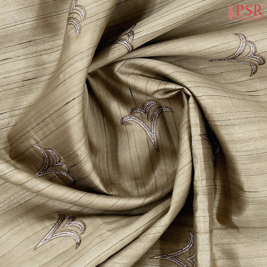 Chikoo Beige Kosa Embroidery Saree