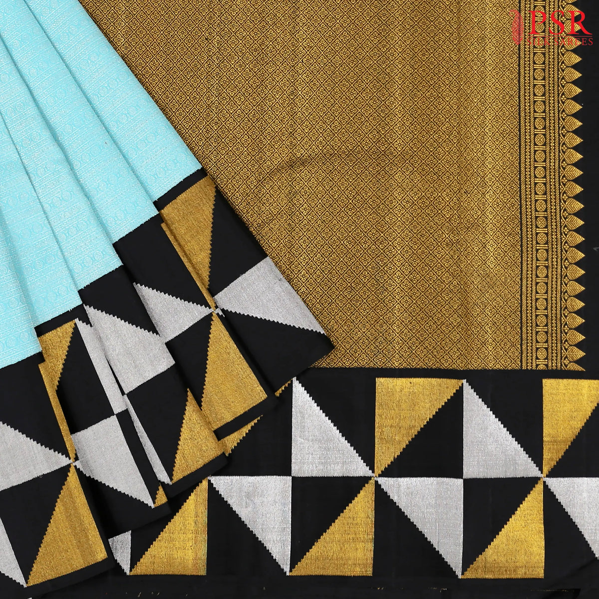 Light Blue Kanchipuram Jacquard Silk Saree