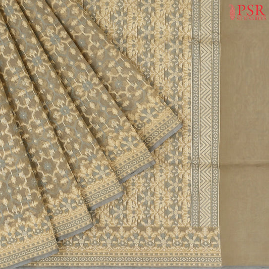 Olive Grey Banaras Silk Cotton Saree