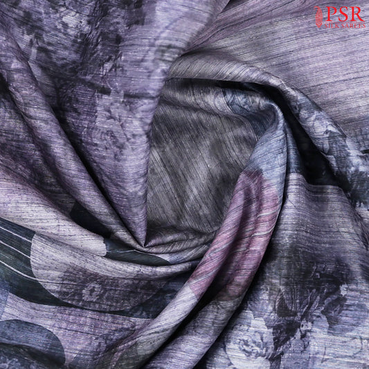 Grey Purple Green Silk Saree