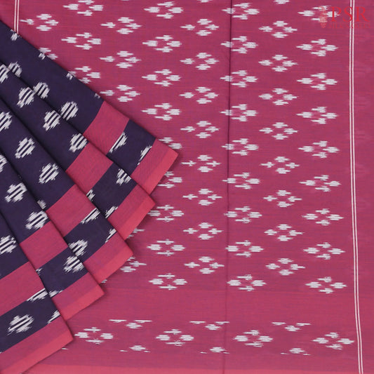 Dark Violet Ikkat Cotton Saree