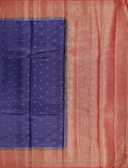 Navy Blue Banaras Tussar Silk Saree