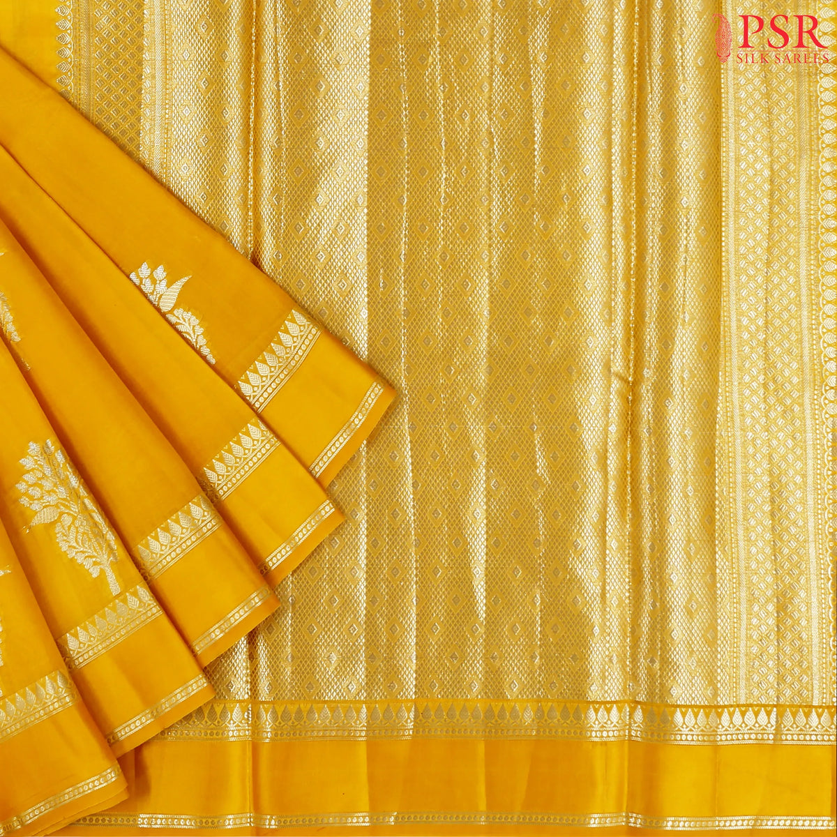 Yellow Chiniya Silk Saree