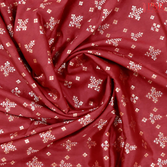 Antique Red Semi Banaras Saree