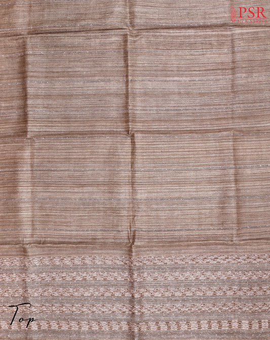 Chikoo Ghicha Tussar Silk Dress Material
