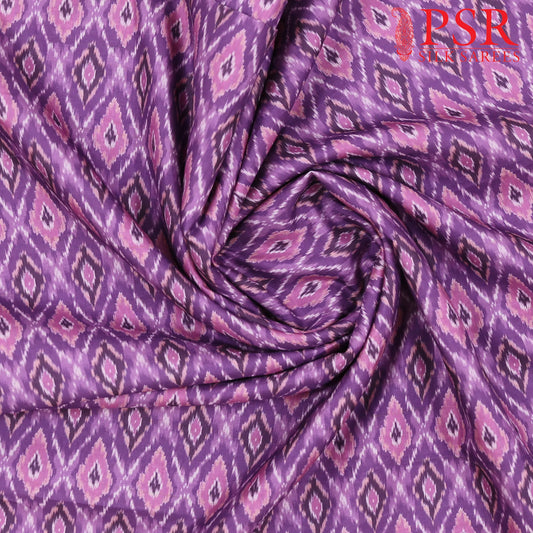 Amethyst Purple Semi Tassar Ikkat Print Running Material