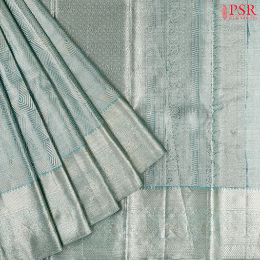 Pearl Aqua Kanchipuram Tissue Silk Saree