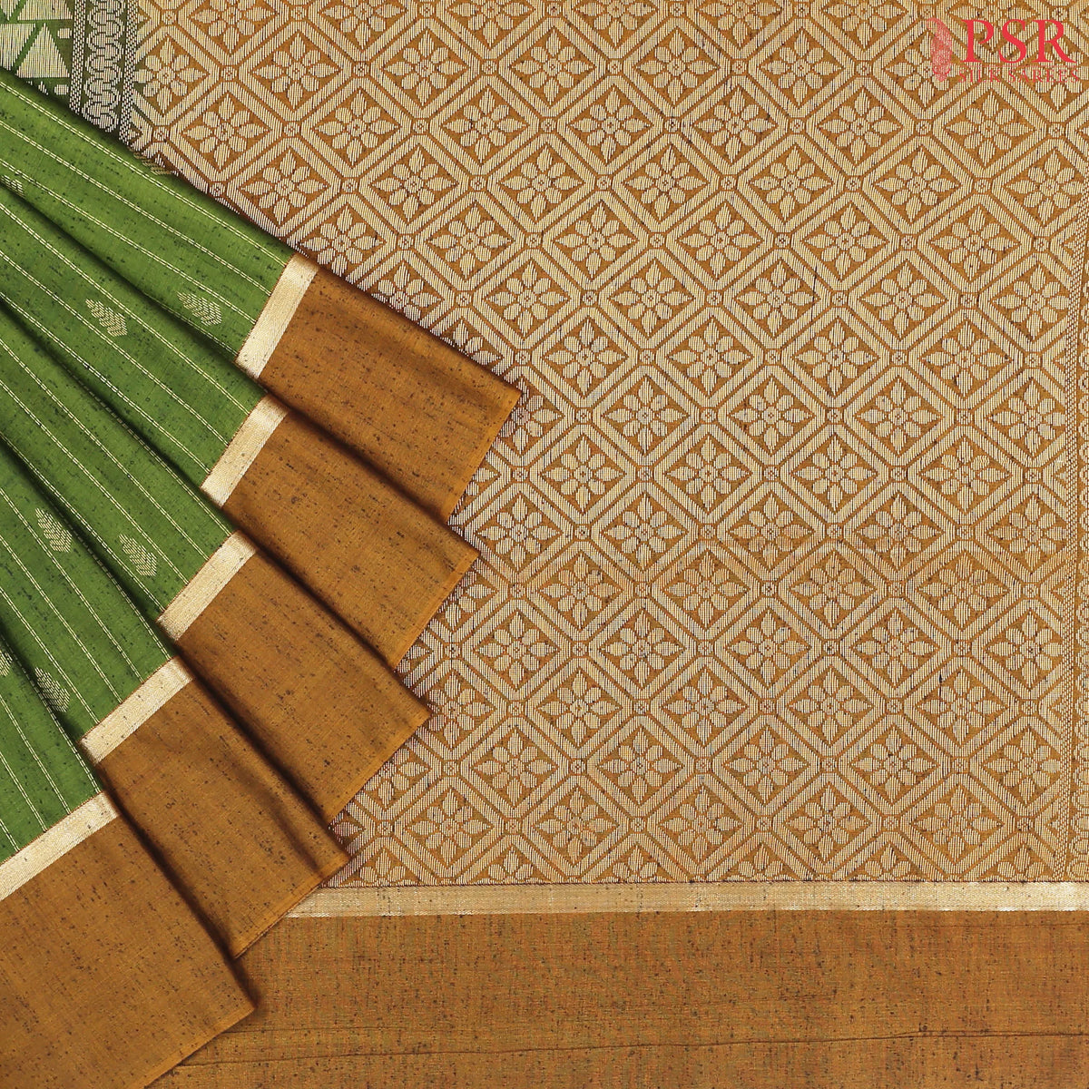 Fern Green Jute Art Silk Saree