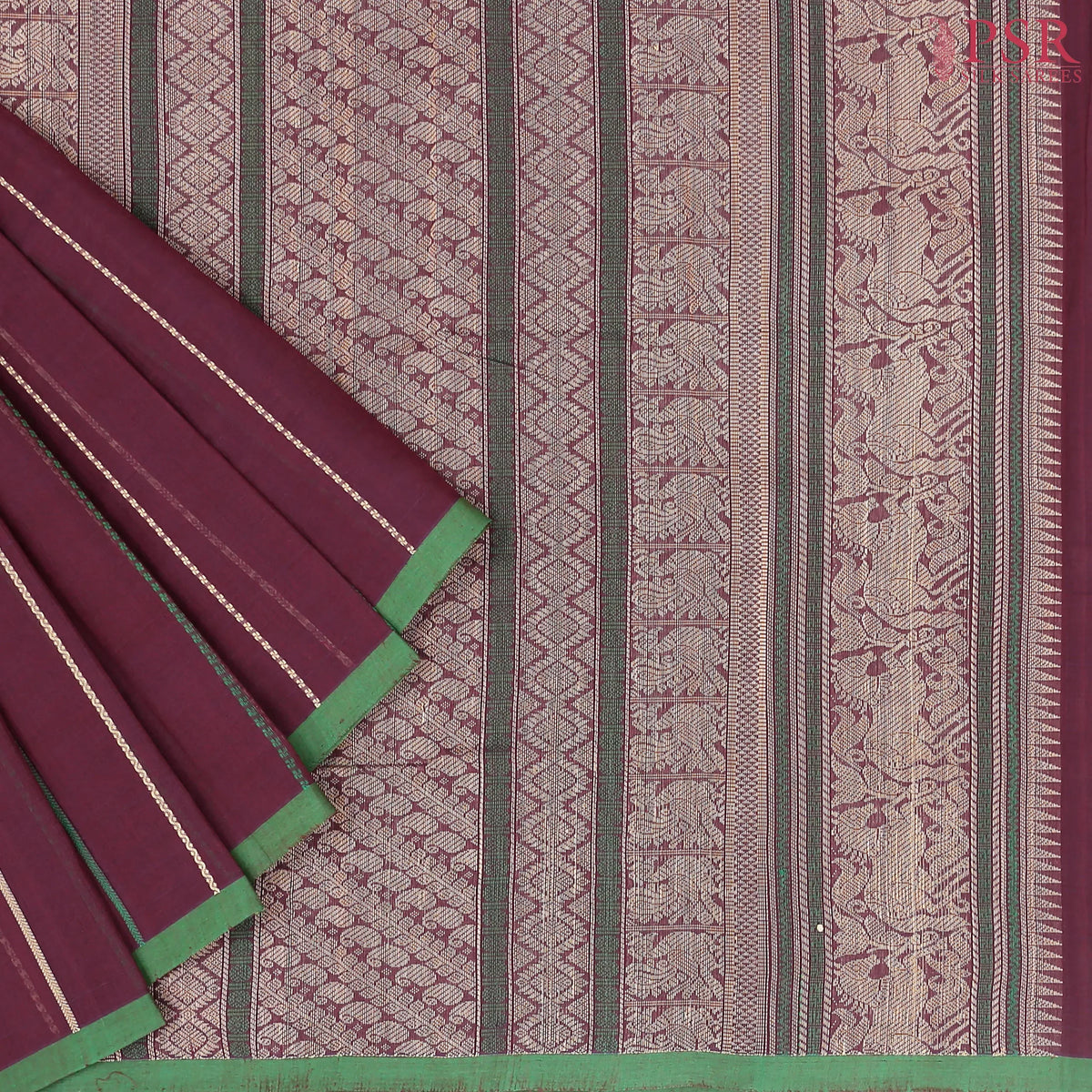 Burgundy Kalakshetra Kovai Cotton Saree