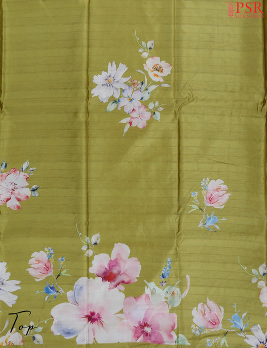 Olive Mustard Semi Tassar Dress Material
