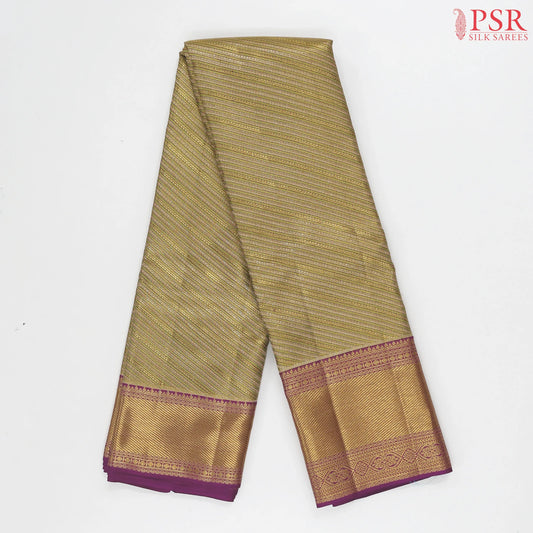 Golden Olive Kanchipuram Jacquard Tissue Silk Saree
