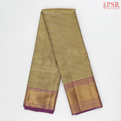 Golden Olive Kanchipuram Jacquard Tissue Silk Saree