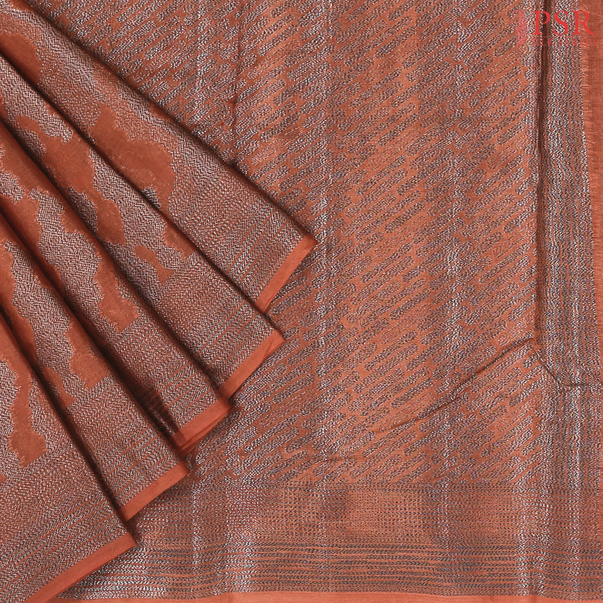 Copper Orange Banaras Tussar Silk Saree