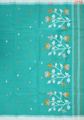 Turquoise Blue Bengal Cotton Saree