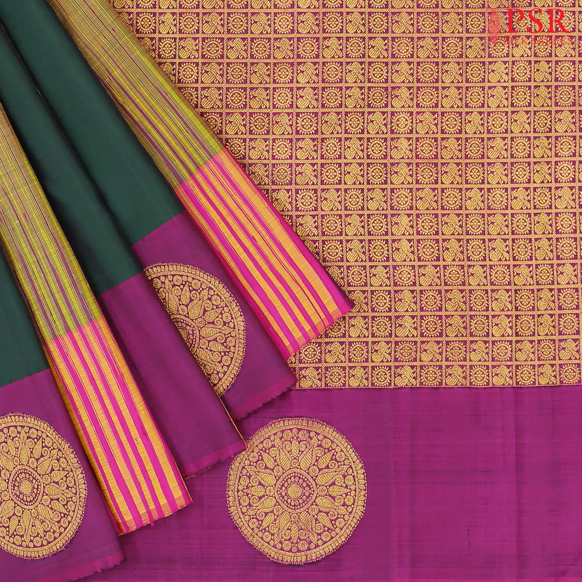 Dark Green Fancy Kanchipuram Silk Saree