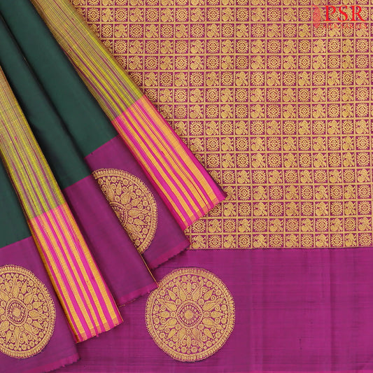 Dark Green Fancy Kanchipuram Silk Saree