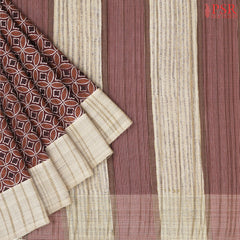 Brown & Burgundy Semi Tussar Saree
