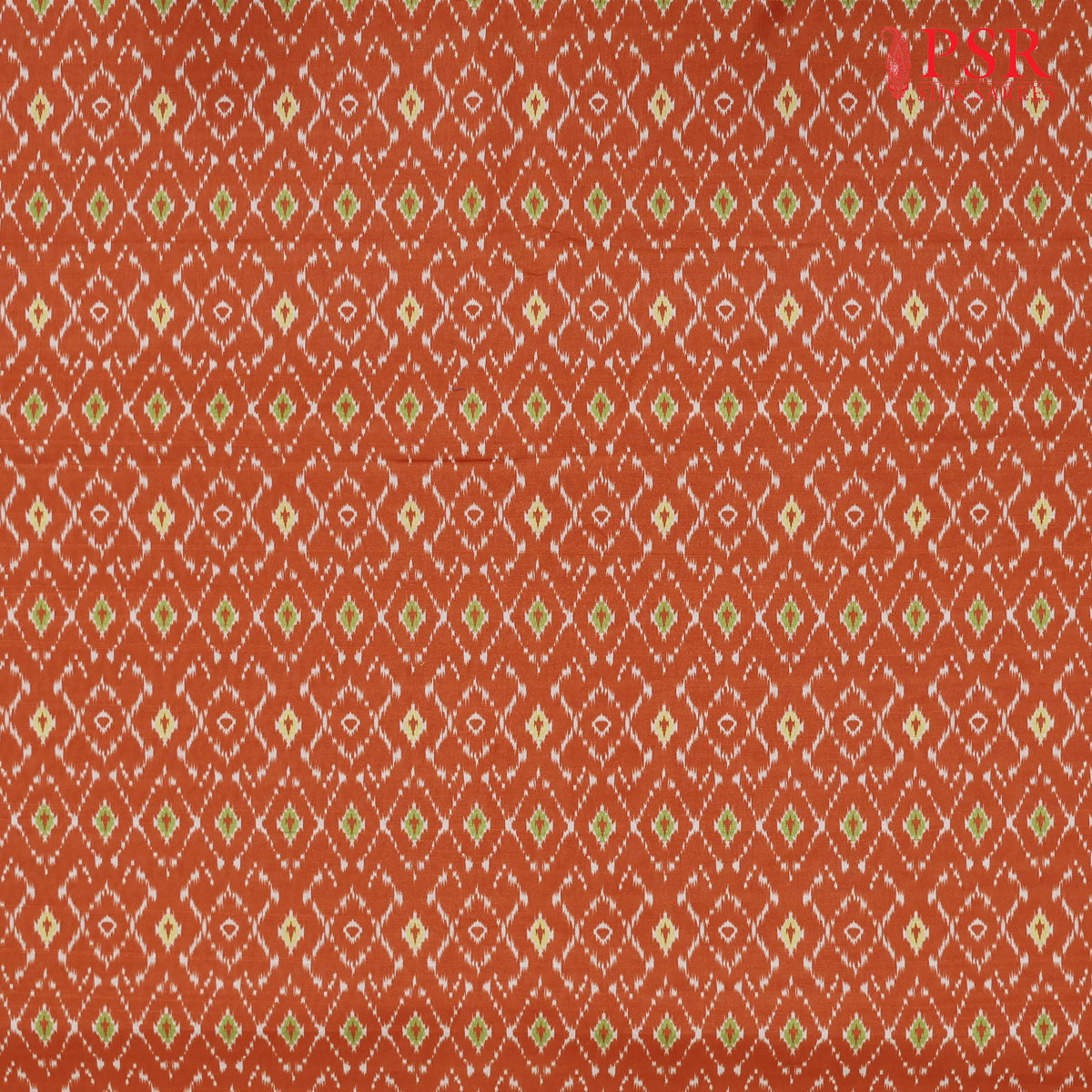 Orange Semi Tassar Ikkat Print Running Material