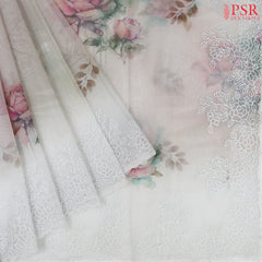 Dove White Organza Embroidery Saree
