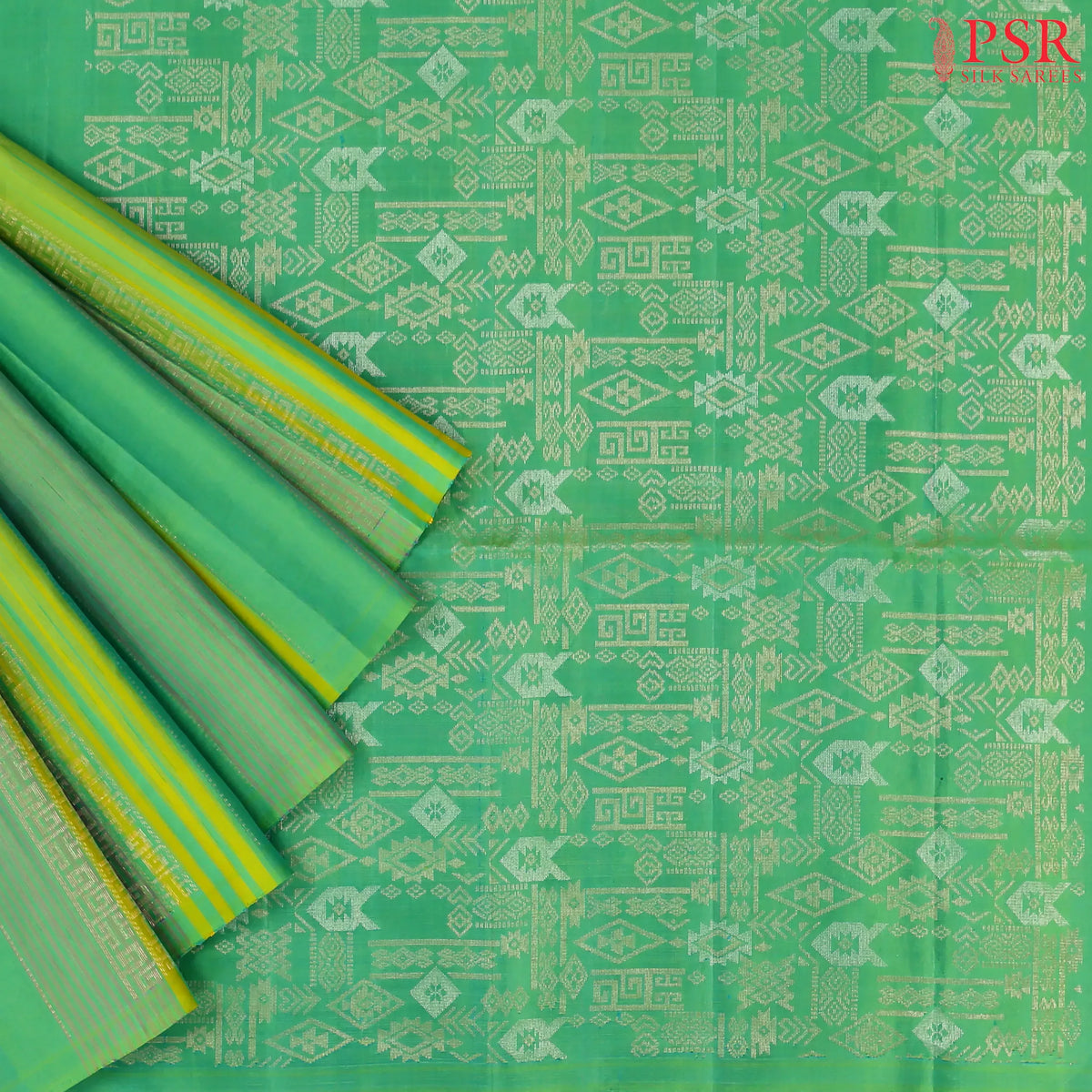 Green & Yellow Soft Silk Saree