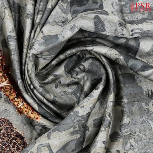 Zinc Grey Semi Dupion Saree