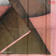 Coral Peach & Taupe Chanderi Silk Cotton Dress Material