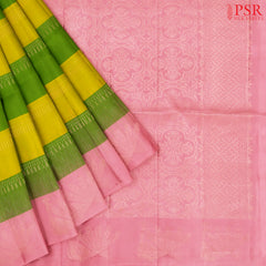 Green & Olive Yellow Soft Silk Saree